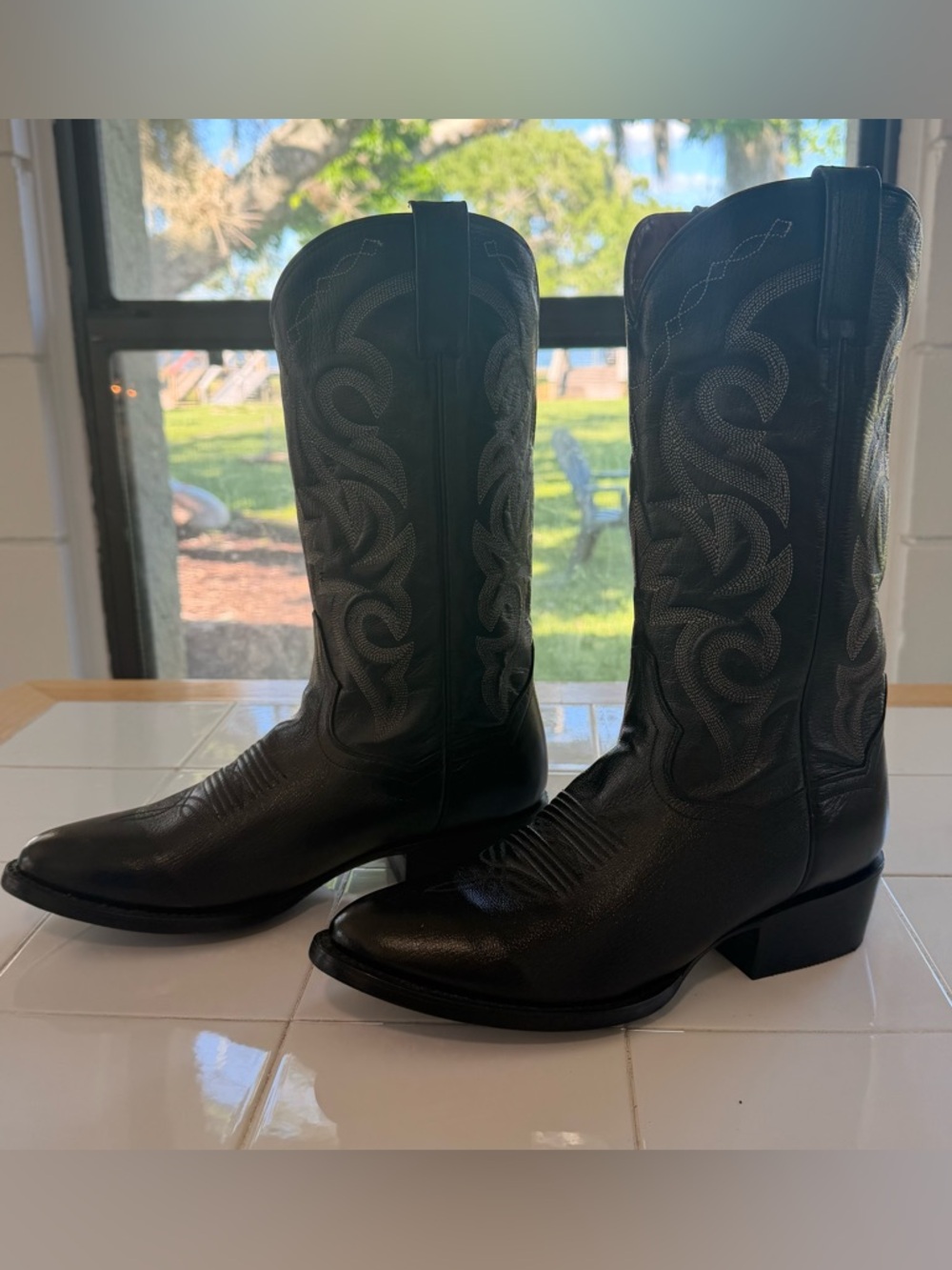 Dan Post Black Milwaukee Western Cowboy Boots Men's Leather Hand craftsmanship